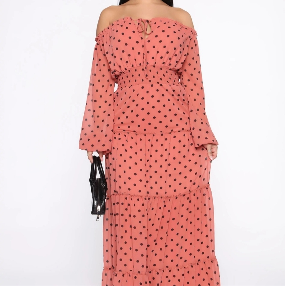 Off shoulder polka dot dress